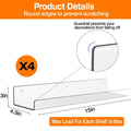 4-Pack: 15 inches Clear Acrylic Floating Shelves with 2 Mounting Ways by DailySale