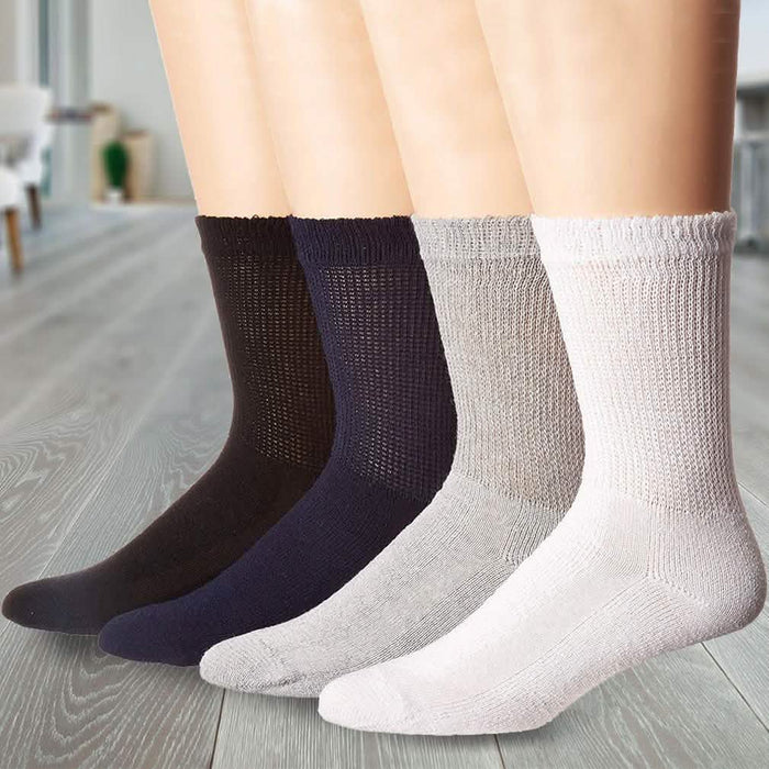 4-Pack: Comfortable Non-Binding Diabetic Crew Socks by DailySale