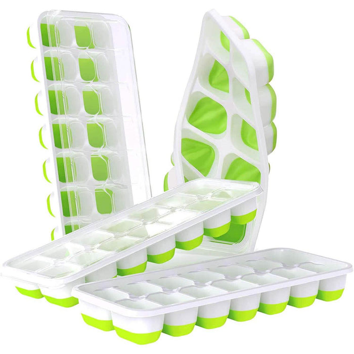 4-Pack: Easy-Release Silicone & Flexible 14-Ice Cube Trays with Spill-Resistant Removable Lid by DailySale