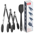 4-Pack: Kaluns Kitchen Tongs for Cooking with Silicone Spatula by DailySale