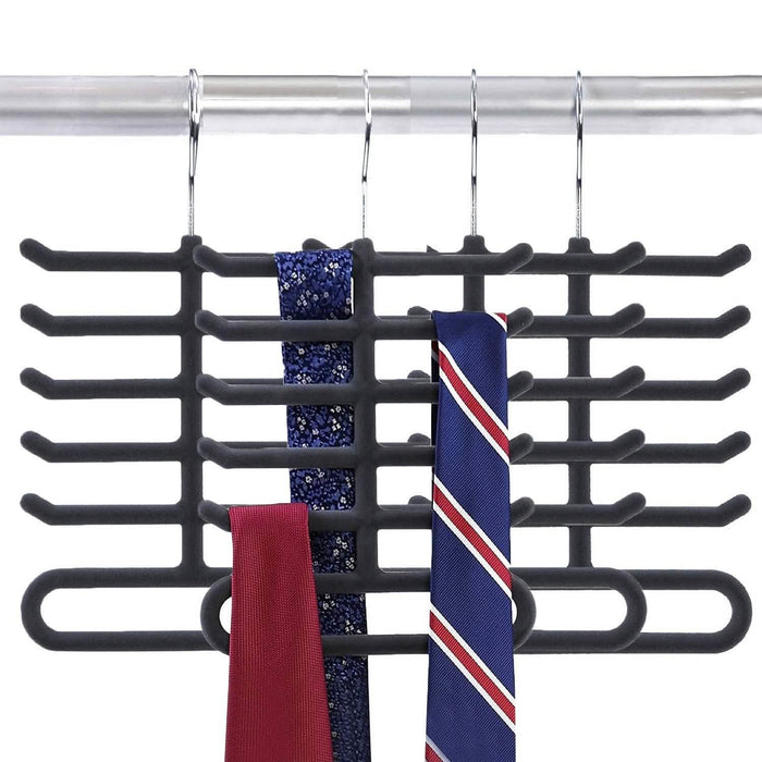 4-Pack: Non-Slip Velvet Tie Hanger Organizer Rack by DailySale
