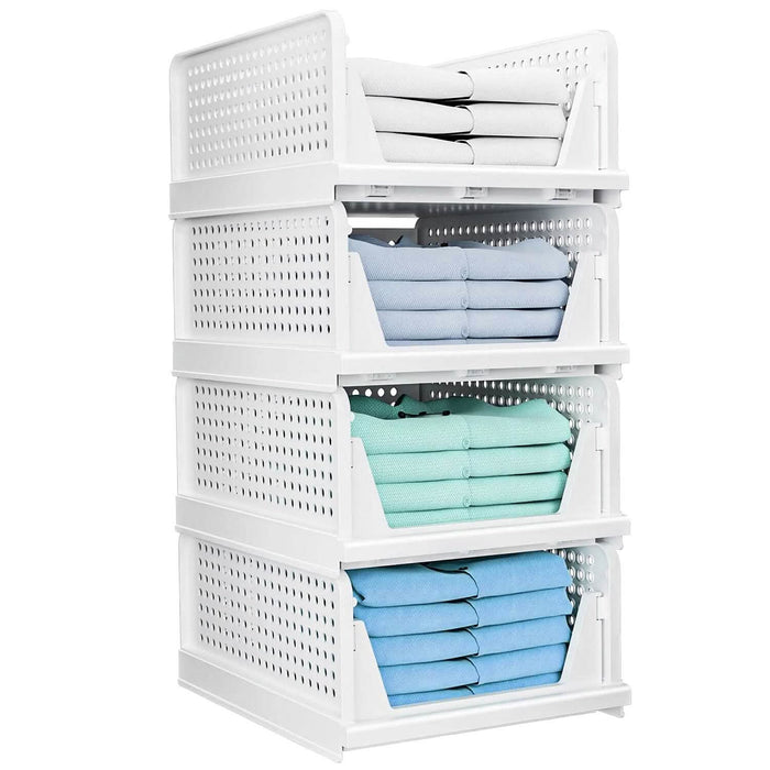4-Packs: Plastic Storage Box Closet Organizer Foldable Storage with Slide Rail Push-Pull by DailySale
