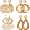 4-Pairs: Women's Rattan Earrings by DailySale
