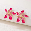4-Pairs: Women's Textured Metal Flower Design Stud Earrings by DailySale