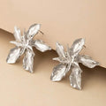 4-Pairs: Women's Textured Metal Flower Design Stud Earrings by DailySale