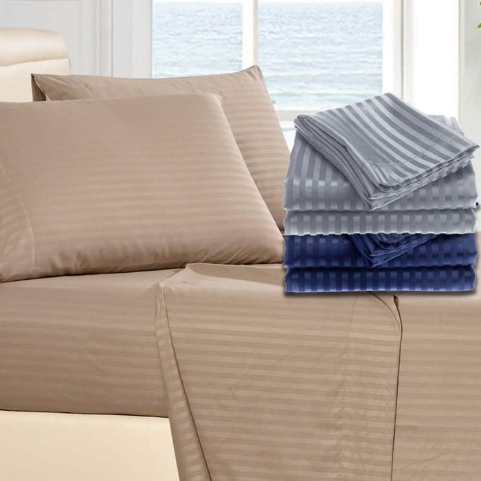 4-Piece: 1800 Series Brushed Microfiber Dobby Striped Sheet Set by DailySale
