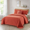 4-Piece: Bibb Home Solid Reversible Quilt Set with Embroidered Cushion by DailySale