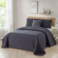 4-Piece: Bibb Home Solid Reversible Quilt Set with Embroidered Cushion by DailySale