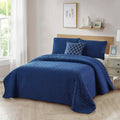 4-Piece: Bibb Home Solid Reversible Quilt Set with Embroidered Cushion by DailySale