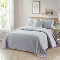 4-Piece: Bibb Home Solid Reversible Quilt Set with Embroidered Cushion by DailySale