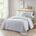 4-Piece: Bibb Home Solid Reversible Quilt Set with Embroidered Cushion by DailySale