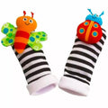 4-Piece: Cute Animal Soft Baby Socks Toys Wrist Rattles Set by DailySale