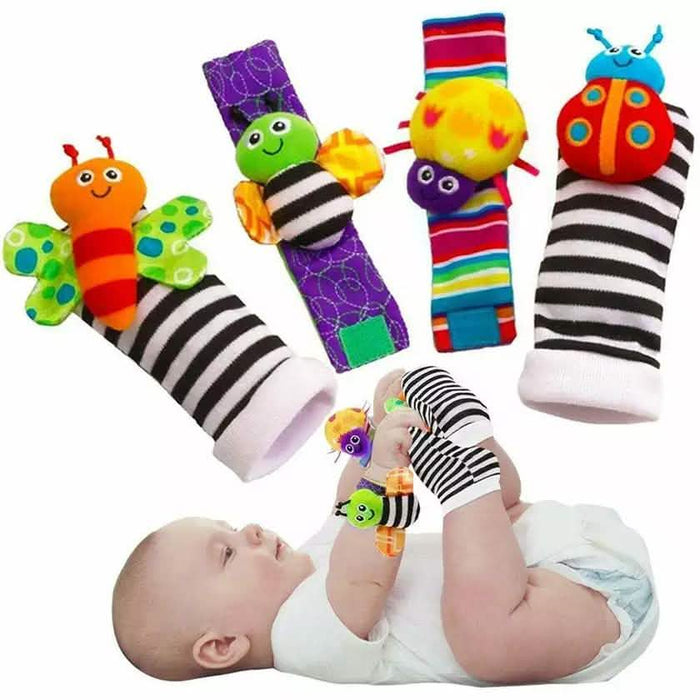 4-Piece: Cute Animal Soft Baby Socks Toys Wrist Rattles Set by DailySale
