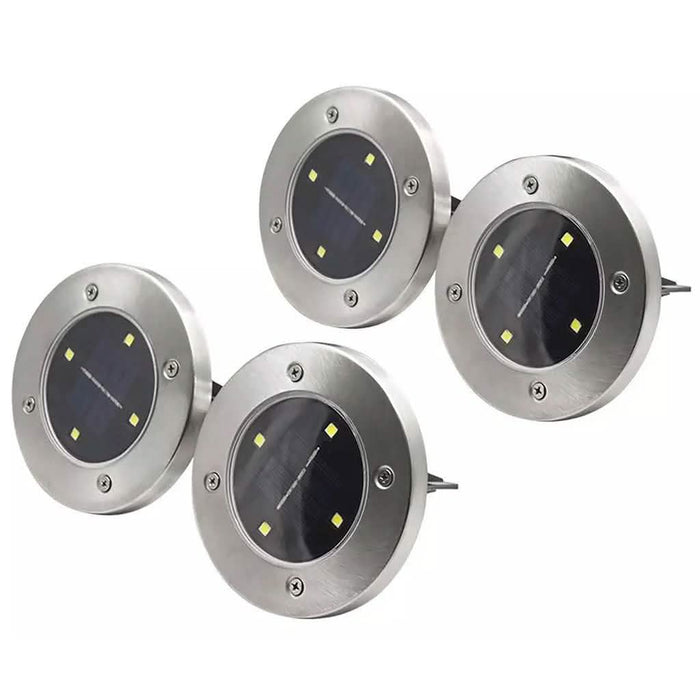 4-Piece: Disk Solar Powered Path Lawn Lights by DailySale