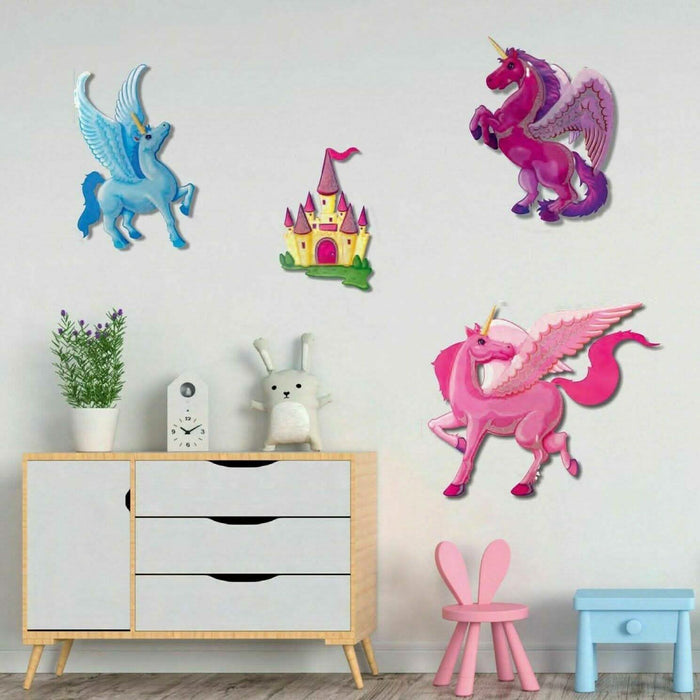 4-Piece: Malkin - Large Unicorn 3D Wall Decal Stickers Set by DailySale