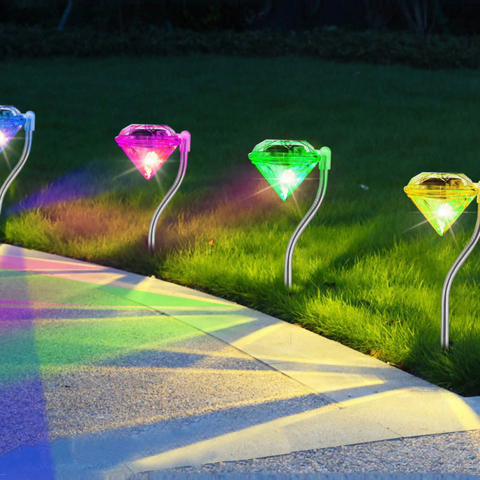 4-Piece: Solar Diamond LED Light Pathway Stake Decorative Lamp by DailySale