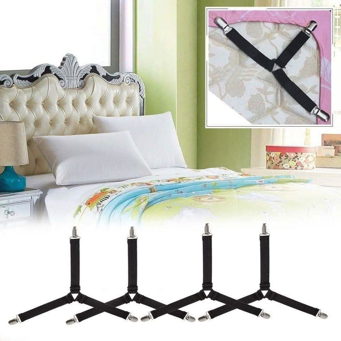 4-Piece: Triangle Bed Sheet Holder Fastener Grippers Clips Suspender Strap by DailySale