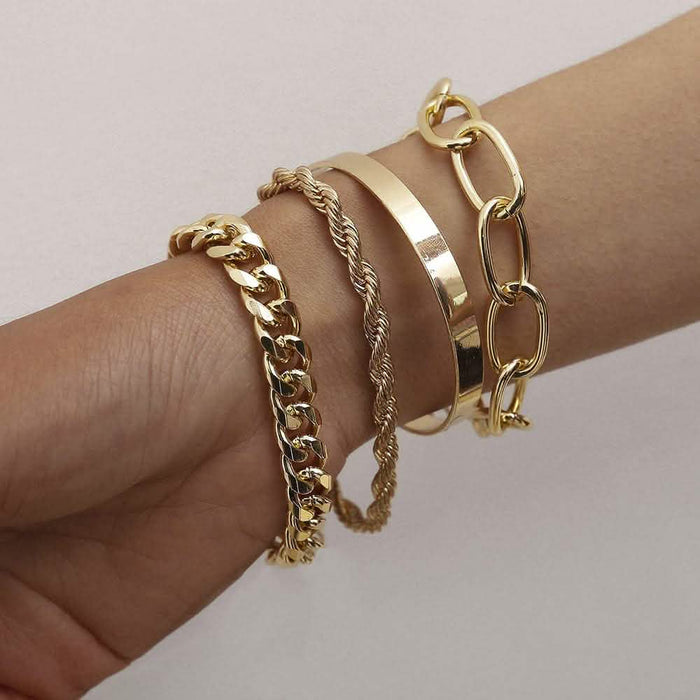 4-Piece: Women Adjustable Boho Chain Bracelets Set by DailySale