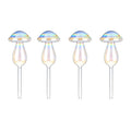 4-Pieces: Clear Glass Plant Watering Globes Iridescent Rainbow Gradient Mushroom by DailySale