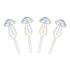 4-Pieces: Clear Glass Plant Watering Globes Iridescent Rainbow Gradient Mushroom