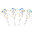 4-Pieces: Clear Glass Plant Watering Globes Iridescent Rainbow Gradient Mushroom by DailySale