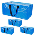 4-Pieces: Reusable Plastic Totes Blue Moving Bin Zippered Storage Bag by DailySale
