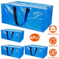4-Pieces: Reusable Plastic Totes Blue Moving Bin Zippered Storage Bag by DailySale