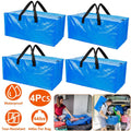 4-Pieces: Reusable Plastic Totes Blue Moving Bin Zippered Storage Bag by DailySale