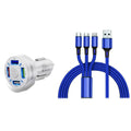 4 Port LED Car Charger + 3-in-1 Cable Combo by DailySale