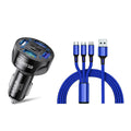 4 Port LED Car Charger + 3 in 1 Cable Combo by DailySale