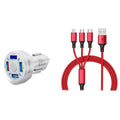4 Port LED Car Charger + 3-in-1 Cable Combo by DailySale