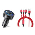 4 Port LED Car Charger + 3 in 1 Cable Combo by DailySale