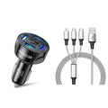 4 Port LED Car Charger + 3 in 1 Cable Combo by DailySale
