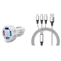 4 Port LED Car Charger + 3-in-1 Cable Combo by DailySale