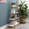 4-Tier Bookshelf Wooden Ladder Shelf Wooden Bookcase A- Shaped by DailySale