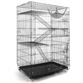 4-Tier Cat Cage with 360° Lockable Wheels, 3 Doors, 3 Ladders and 1 Hammock by DailySale