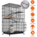 4-Tier Cat Cage with 360° Lockable Wheels, 3 Doors, 3 Ladders and 1 Hammock by DailySale