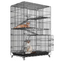 4-Tier Cat Cage with 360° Lockable Wheels, 3 Doors, 3 Ladders and 1 Hammock by DailySale