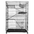 4-Tier Cat Cage with 360° Lockable Wheels, 3 Doors, 3 Ladders and 1 Hammock by DailySale