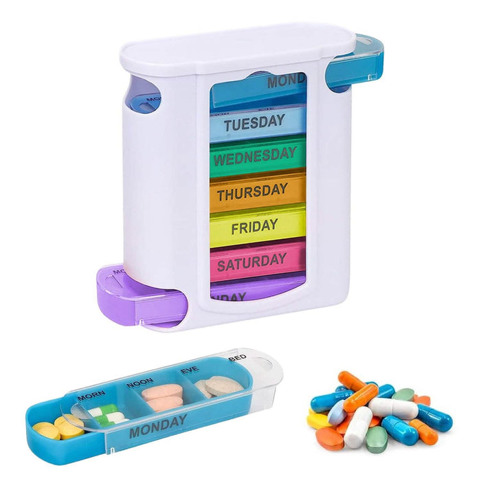 4 Times A Day, White 7 Day Stackable Daily Pill And Medicine Organizer White by DailySale