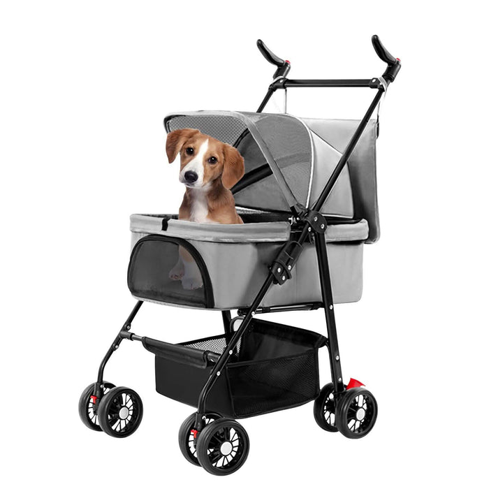 4 Wheels Pet Stroller Foldable with Removable Liner Storage Basket by DailySale