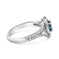 14K White Gold 1-1/3 Cttw White & Blue Diamond Interweaving Double Halo Cocktail Statement Ring (G-H and Fancy Blue Color, SI2-I1 Clarity) - Size 6 by Bids.com