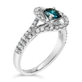 14K White Gold 1-1/3 Cttw White & Blue Diamond Interweaving Double Halo Cocktail Statement Ring (G-H and Fancy Blue Color, SI2-I1 Clarity) - Size 6 by Bids.com