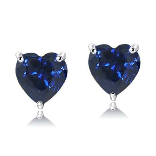 4.00 Ct Blue Sapphire Heart Shape Simulated Stud Earrings 14k White Gold by DailySale
