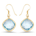 14K Yellow Gold Plated 29.00 Carat Genuine Blue Topaz .925 Sterling Silver Earrings by Bids.com