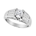14K White Gold 1 1/4 Cttw Princess Cut Diamond Channel Set Engagement Ring (H-I Color, SI1-SI2 Clarity) - Ring Size 7 by Bids.com