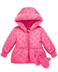 S Rothschild & Co Baby Girls Quilted-Heart Hooded Jacket & Mittens by Vanessa Jane