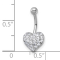 10k White Gold Heart Navel Ring by Fine Color Jewels