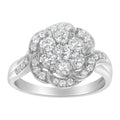 14K White Gold Floral Cluster Diamond Ring (1.0 Cttw, H-I Color, SI2-I1 Clarity) - Size 6 by Bids.com