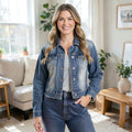 Vanilla Star Female Cropped Jean Jacket, Size Large by Vanessa Jane